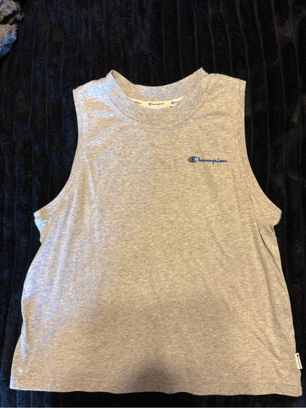 Champion Gray Sleeveless Crop Tank with Chest Logo